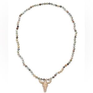 Eye Candy Mens Beaded Necklace Bull Steer Pendant Wyatt Tiger Amazonite